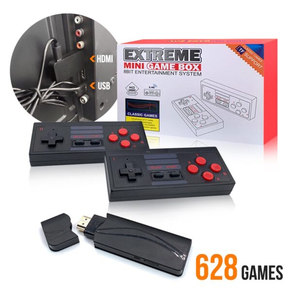 CONSOLE TV 628 GAMES 8-BIT PEGAZUS 2 PADS HDMI