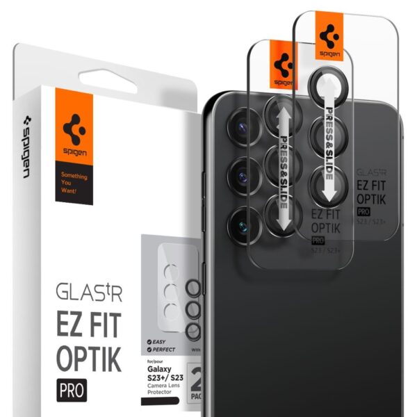 SPIGEN OPTIK.TR ”EZ FIT” CAMERA PROTECTOR 2-PACK GALAXY S23 / S23+ PLUS BLACK 8809896743174