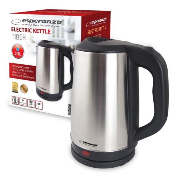 ELECTRIC KETTLE ESPERANZA TIBER 2.5 L INOX 5901299957332