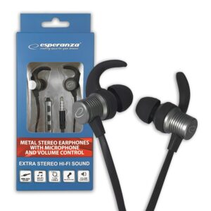 EARPHONES METAL WITH MICROPHONE AND VOLUME CONTROL ESPERANZA EH202K 5901299942130