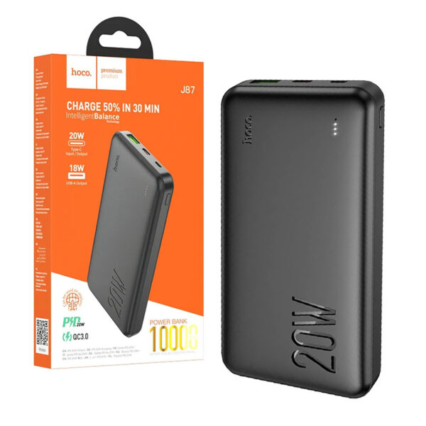 Power bank HOCO 10 000mAh PD20W + QC3.0 J87 black 6931474761019