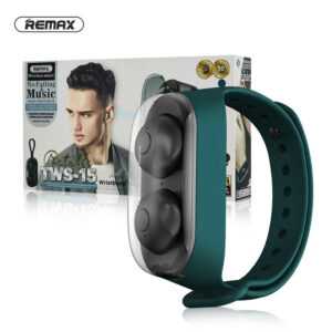 Bluetooth earphones REMAX TWS-15 docking station in wristband green 6972174157917