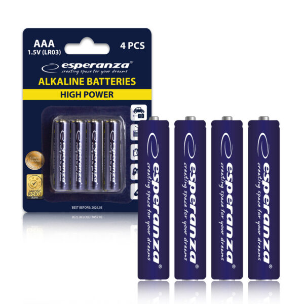 ALKALINE BATTERY AAA ESPERANZA 4PCS 5901299945278