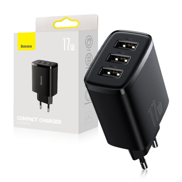 Charger Baseus Compact 3xUSB 17W (CCXJ020101) black 6932172606961