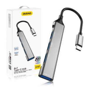 HUB Dudao 4in1 USB-C - 4x USB-A (3 x USB2.0 / USB3.0) 6,3cm (A16T) black 6973687247065