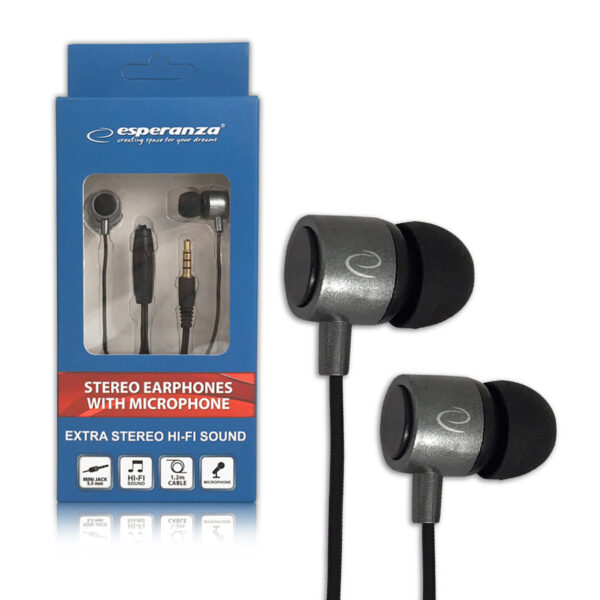 EARPHONES WITH MICROPHONE ESPERANZA EH195 BLACK-SILVER 5901299941782