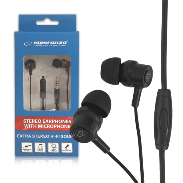 EARPHONES WITH MICROPHONE ESPERANZA EH189 BLACK 5901299941676