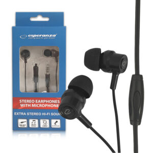 EARPHONES WITH MICROPHONE ESPERANZA EH189 BLACK 5901299941676