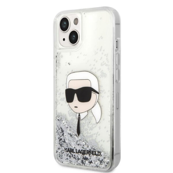 Karl Lagerfeld iPhone 14 Pro (6.1') KLHCP14LLNKHCH hardcase Liquid Glitter NFT Karl's Head silver 3666339086862