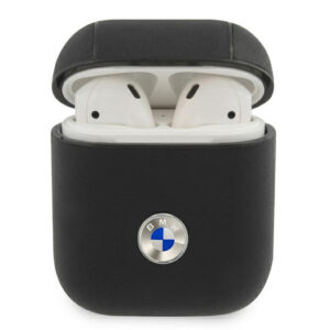 Case BMW AirPods BMA2SSLBK Geniune Leather Silver Logo black 3666339009403