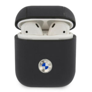 Case BMW AirPods BMA2SSLNA Geniune Leather Silver Logo dark blue 3666339009434