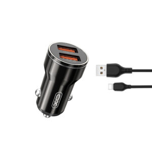 Car charger XO CC48 2x USB 2,4A + cable USB-C black 6920680832262