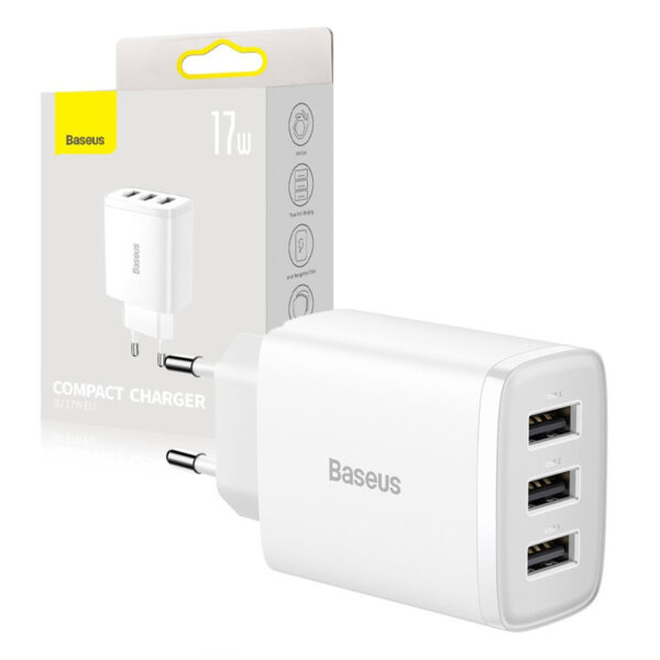 Charger Baseus Compact 3x USB 17W white CCXJ020102) 6932172606978