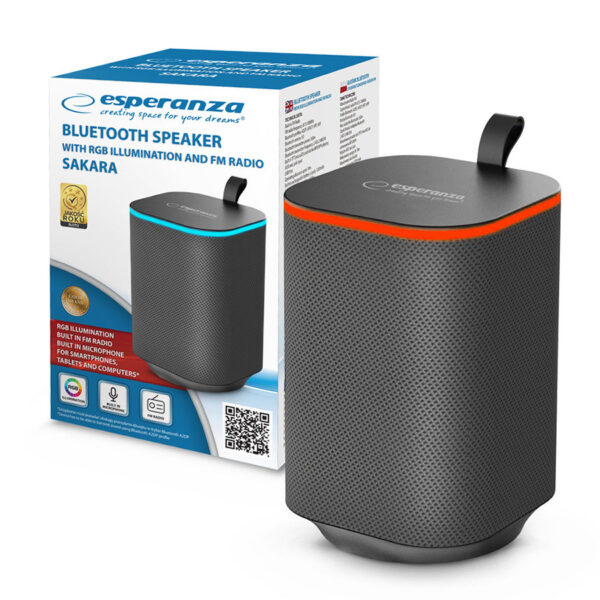 BLUETOOTH SPEAKER ESPERANZA FM LED RGB SAKARA 5901299958612