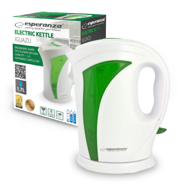 ELECTRIC KETTLE ESPERANZA IGUAZU 1.7 L WHITE-GREEN 5901299932391