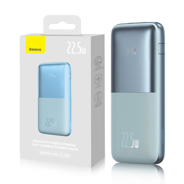 Power bank Baseus Bipow Pro 10000mAh 22.5W + USB cable 3A 0.3m blue 6932172610807