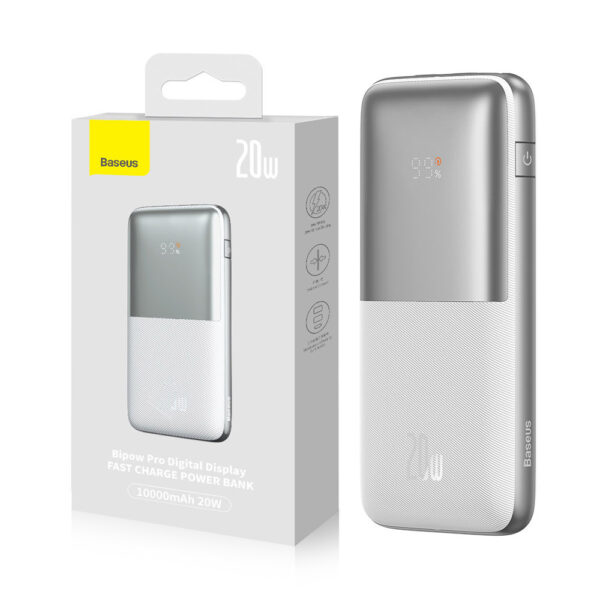 Power bank Baseus Bipow Pro 10000mAh 20W + USB cable 3A 0.3m (PPBD040102) white 6932172610838