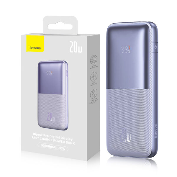 Power bank Baseus Bipow Pro 10000mAh 20W + USB cable 3A 0.3m (PPBD040105) purple 6932172610852