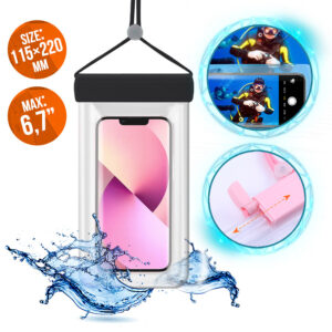 Waterproof phone case 115mm x 220mm black 9145576277393