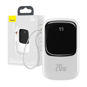 Power bank Baseus Qpow Digital Display quick charge 20000mAh 20W QC/PD/SCP/FCP cable Lightning white 6932172620660