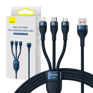 USB cable Baseus Flash Series II USB Type C / Lightning / micro USB 100W 1.2m (CASS030003) blue 6932172608729