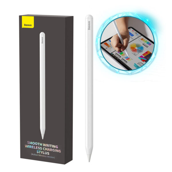 Stylus with wireless charging Baseus for iPad + replaceable tip white 6932172615123