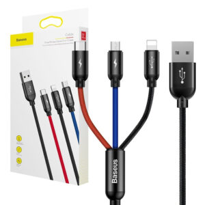 Cable USB Baseus 3in1 micro 3.5A 1.2M (CAMLT-BSY01) black 6953156273948