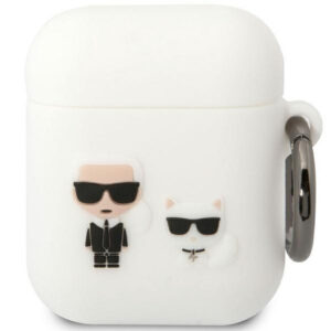 Case Karl Lagerfeld Airpods 1/ 2 KLACA2SILKCW Silicone Karl & Choupette white 3666339088194