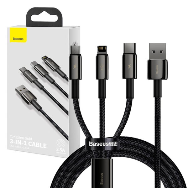 Cable USB Baseus 3in1 Type C micro 3.5 A 1.5 m (CAMLTWJ-01) black 6953156204973