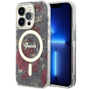 Guess iPhone 14 Pro (6.1') GUHMP14LHCFWSA hardcase Magsafe IML Flower khaki 3666339115616