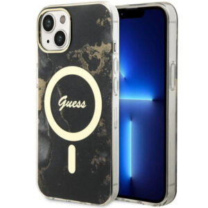 Guess iPhone 14 (6.1') GUHMP14SHTMRSK hardcase Magsafe IML Golden Marble black 3666339115753