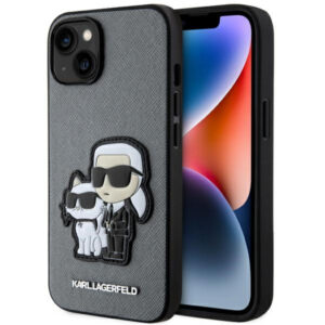 Karl Lagerfeld iPhone 14 (6.1') KLHCP14SSANKCPG hardcase Saffiano Patch Karl&Choupette NFT silver 3666339122744