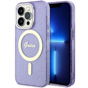 Guess iPhone 14 Pro Max (6.7') GUHMP14XHCMCGU hardcase Magsafe IML Glitter Gold purple 3666339125691