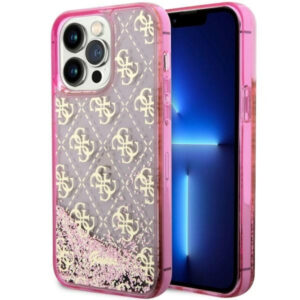 Guess iPhone 14 Pro Max (6.7') GUHCP14XLC4PSGP hardcase Liquid Glitter 4G Translucent pink 3666339116262