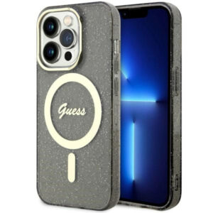 Guess iPhone 14 Pro Max (6.7') GUHMP14XHCMCGK hardcase Magsafe IML Glitter Gold black 3666339125592