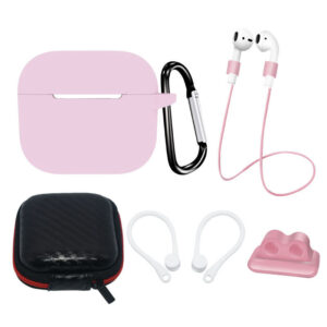 Silicon case AirPods 3 + ear hook/ neck strap/ watch strap holder/ carabiner pink 9145576276952