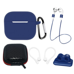 Silicon case AirPods 3 + ear hook/ neck strap/ watch strap holder/ carabiner blue 9145576276938