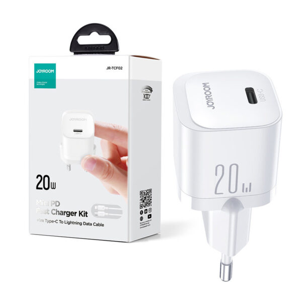 Mini charger Joyroom USB C 20W PD with cable USB C - Lightning JR-TCF02 white 6956116742430