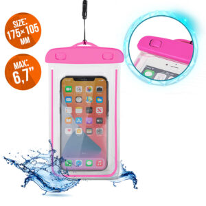 Waterproof phone case with lanyard PVC pink 9145576276587