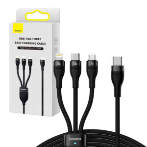 Cable USB Baseus Flash Series II Type C/ Type A - Type C/ Lightning/ micro USB 100W 1.5 m black (CASS030201) 6932172608774