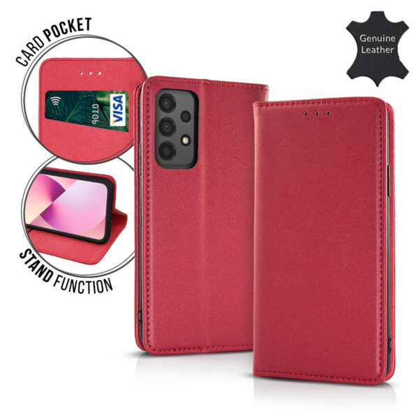 SMART PRO REAL LEATHER Xiaomi Redmi 12C dark red 5900495081995