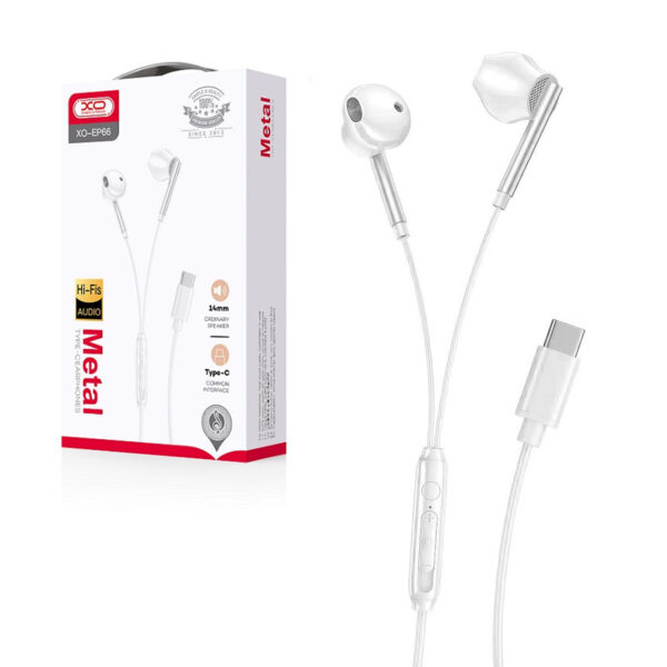 Wired earphones XO EP66 USB-C white 6920680834488