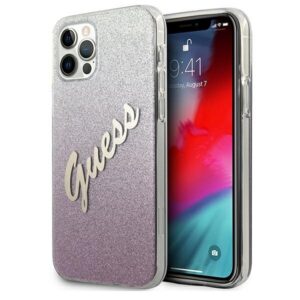 Guess iPhone 12/ 12 Pro (6,1') GUHCP12MPCUGLSPI hard case Glitter Gradient Script pink 3700740494776