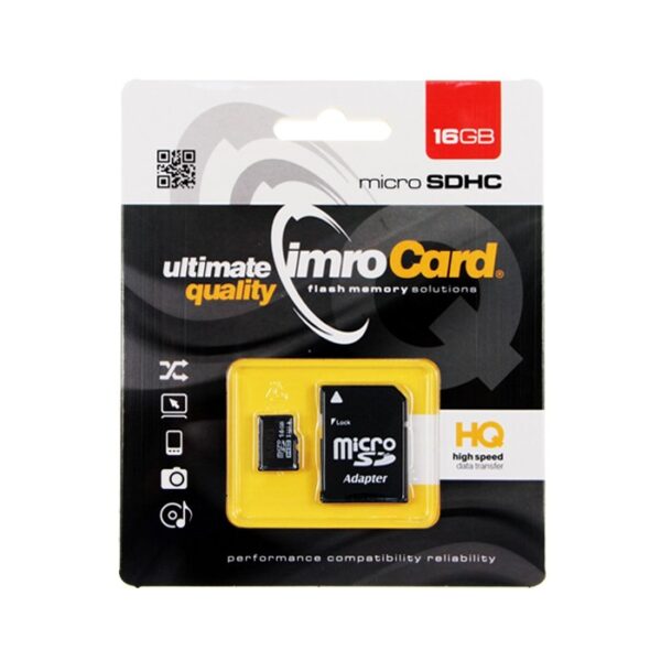 Memory Card IMRO MicroSDHC 16GB class 10 UHS-I + adapter 5902768015379