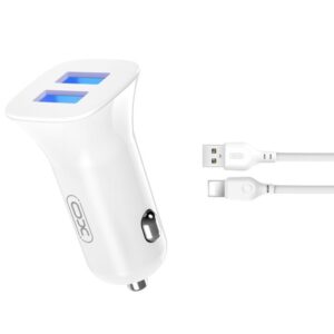 Car charger XO TZ10 2x USB 2,4A +cable Lightning white 6920680875931