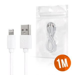 USB CABLE IPHONE LIGHTNING 5/6/7/X/11 1M WHITE MEDIUM QUALITY