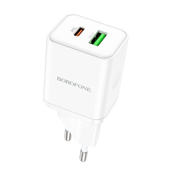 Charger Borofone BN7 USB + Type C - QC 3.0 PD 20W white 6974443384321