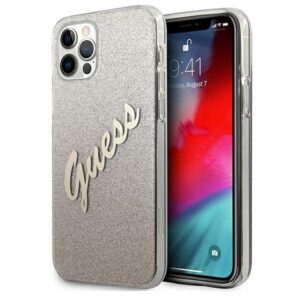 Guess iPhone 12/ 12 Pro (6,1') GUHCP12MPCUGLSGO hard case Glitter Gradient Script gold 3700740494745