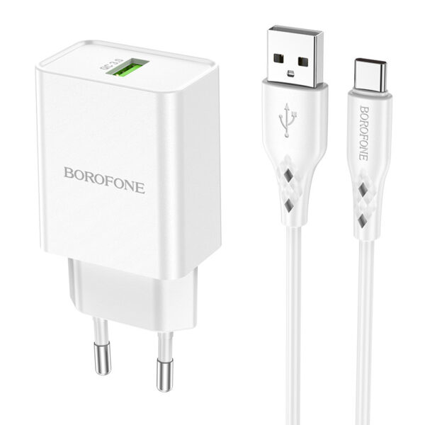 Charger Borofone BN5 Sunlight USB QC 3.0 18W with cable USB/ Type C white 6931474753670