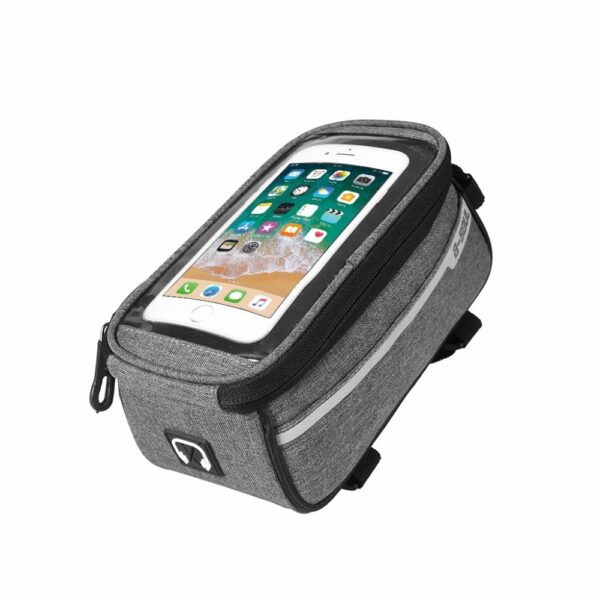 Waterproof bicycle bag with phone holder gray 5900495925404